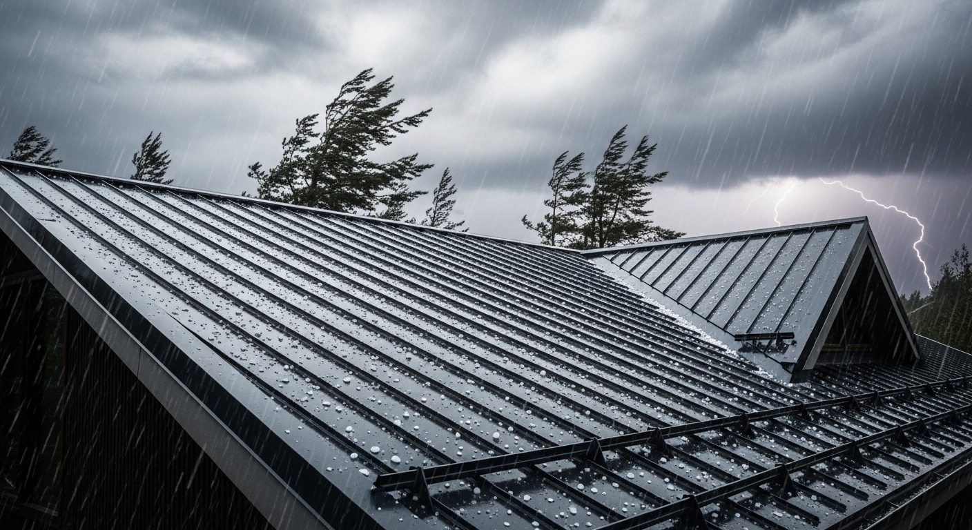 Metal roofing resisting heavy rain and storm